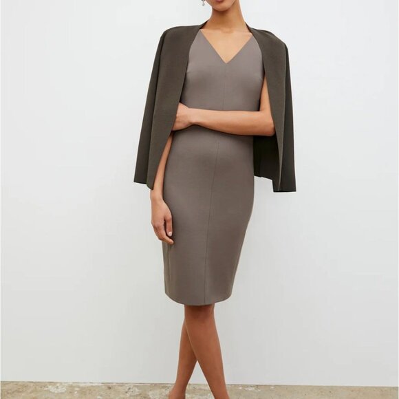 M.M. LaFleur The Rachel Dress  Washable Ponte Pebble Grey Size 10 - Picture 1 of 6